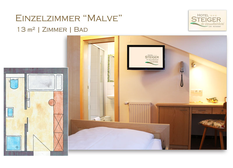 Einzelzimmer "Malve" im Hotel Steiger
