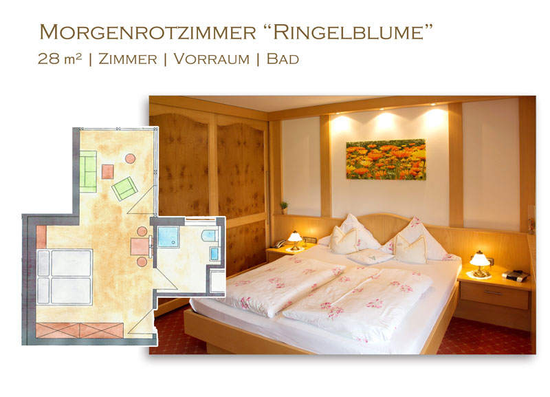Morgenrotzimmer "Ringelblume" im Hotel Steiger